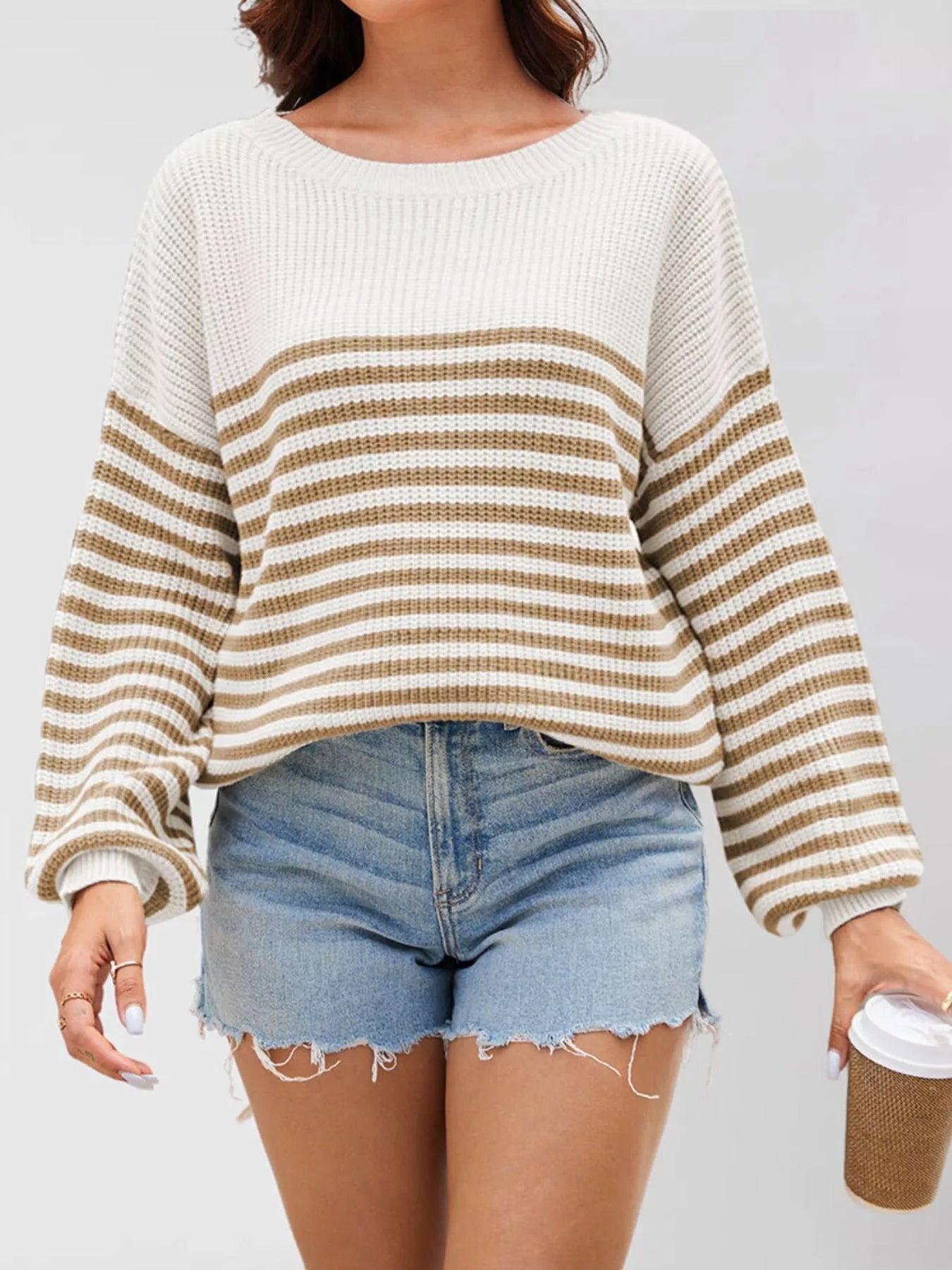 Striped Knit Long Sleeve Sweater