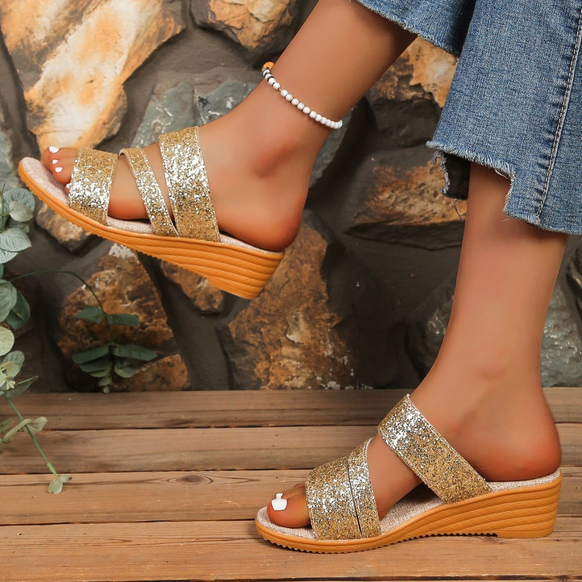 Round Toe Wedge Sandals