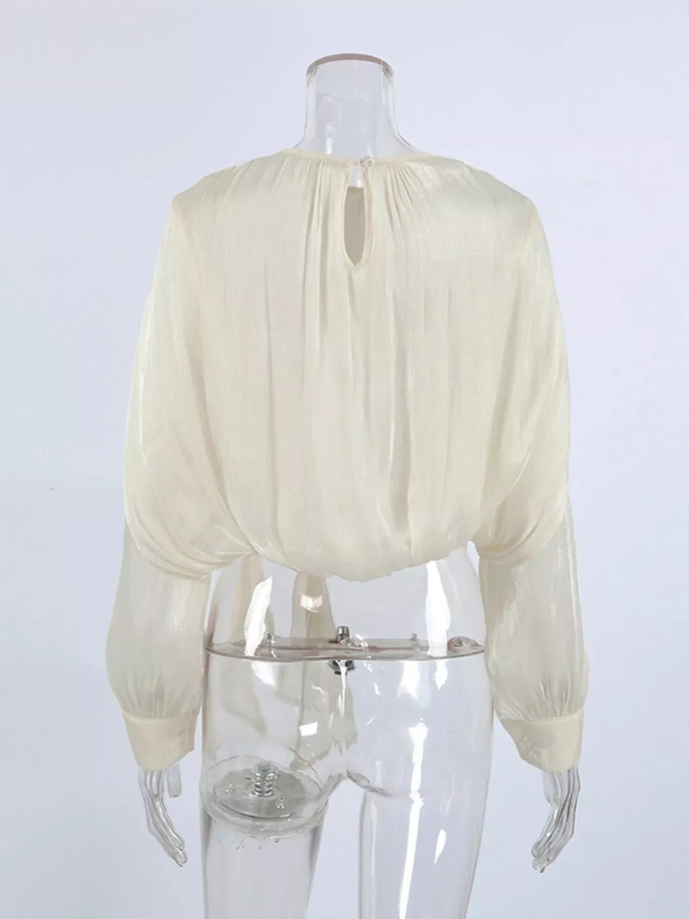 Metallic Sheen Blouse with Tie Detail