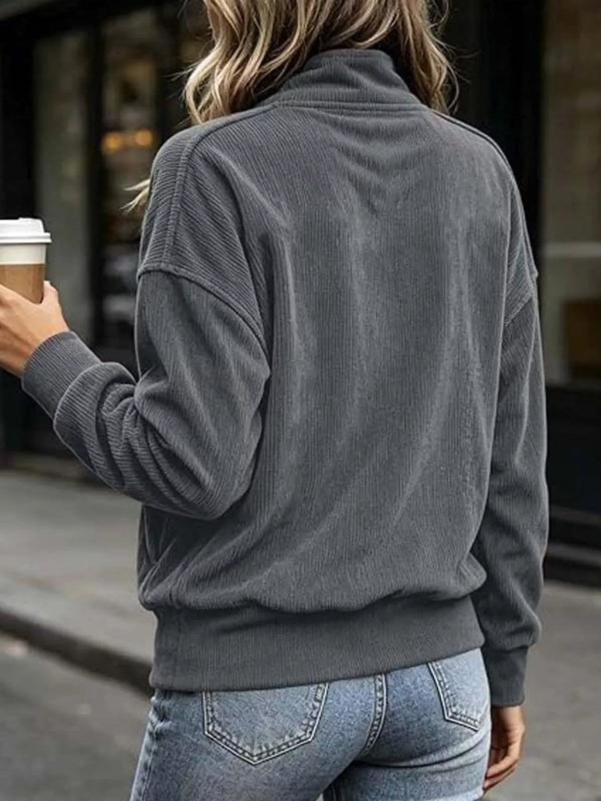 Full Size Quarter Snap Kangaroo Pocket Sweatshirt Plus Size