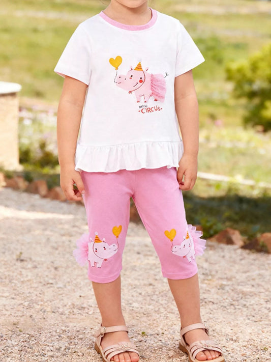 Children's Ruffled Hem Top and Capri Set