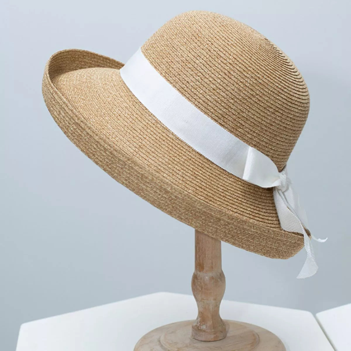 Straw Sun Hat with Ribbon Accent