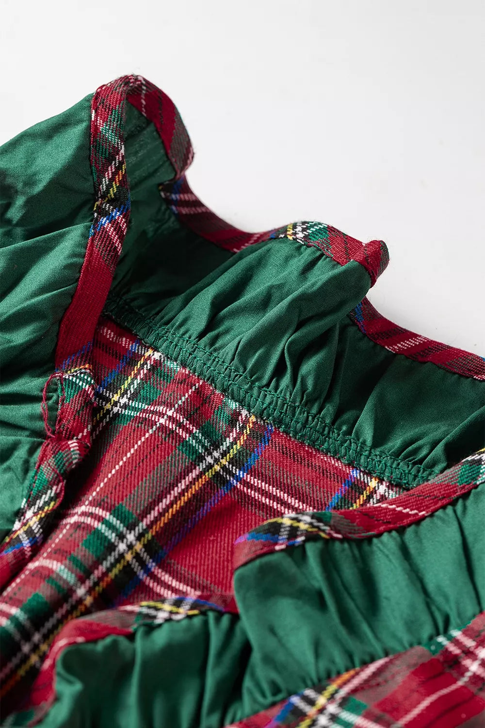 Plaid Ruffle Cuff Button Front Pocket Mini Dress