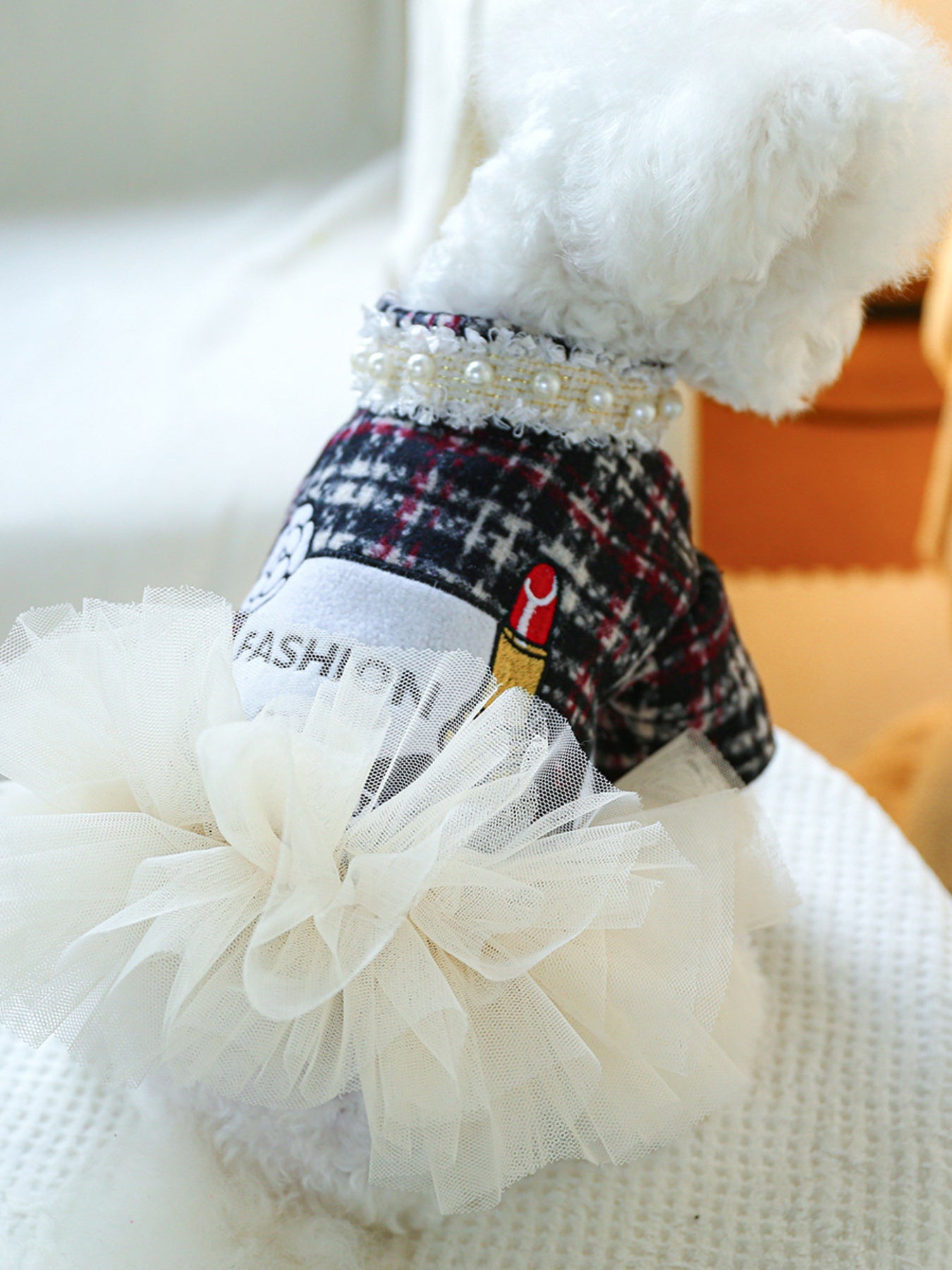 Pearl Collar Pet Dress