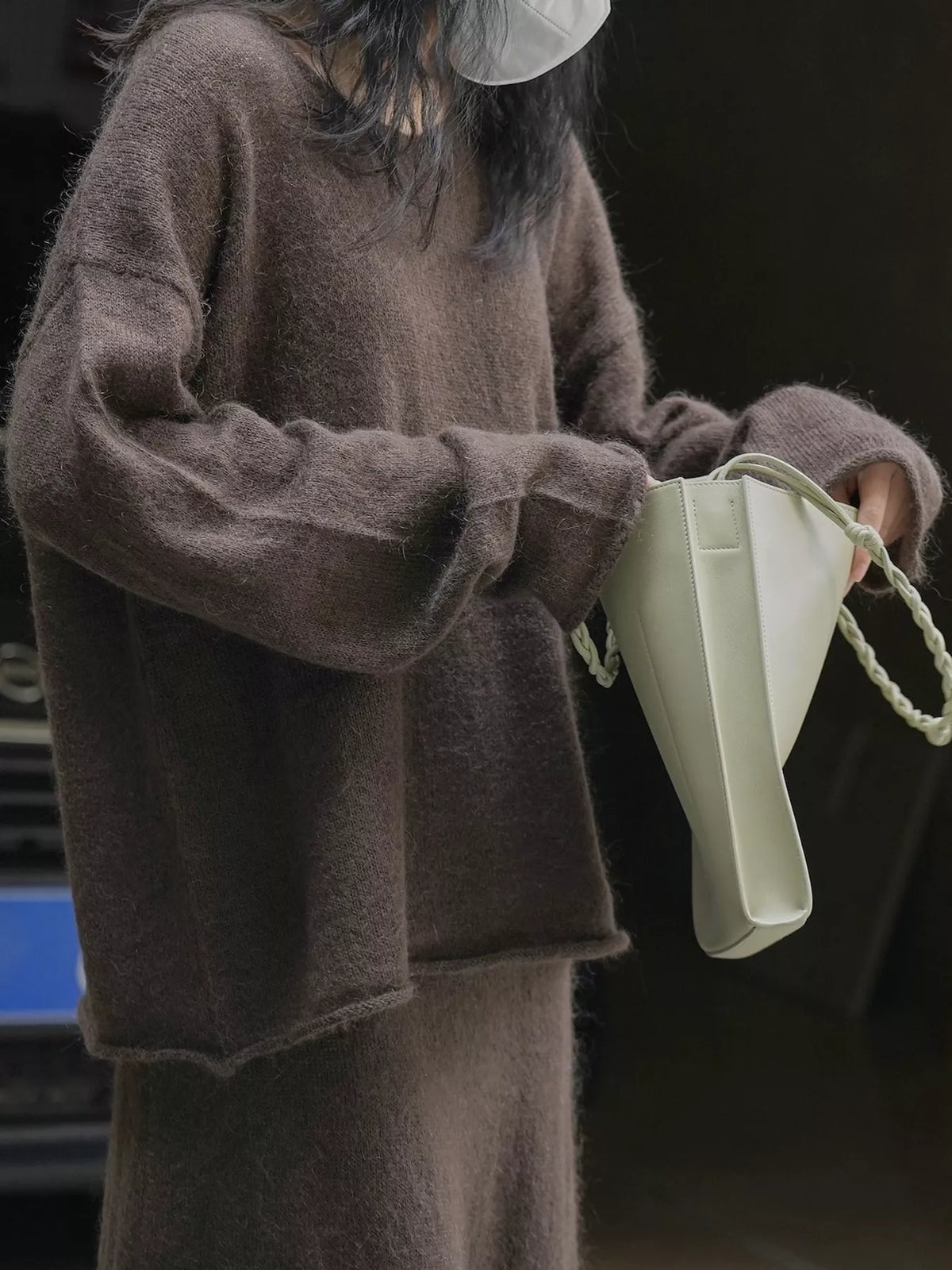 Round Neck Dropped Shoulder Sweater