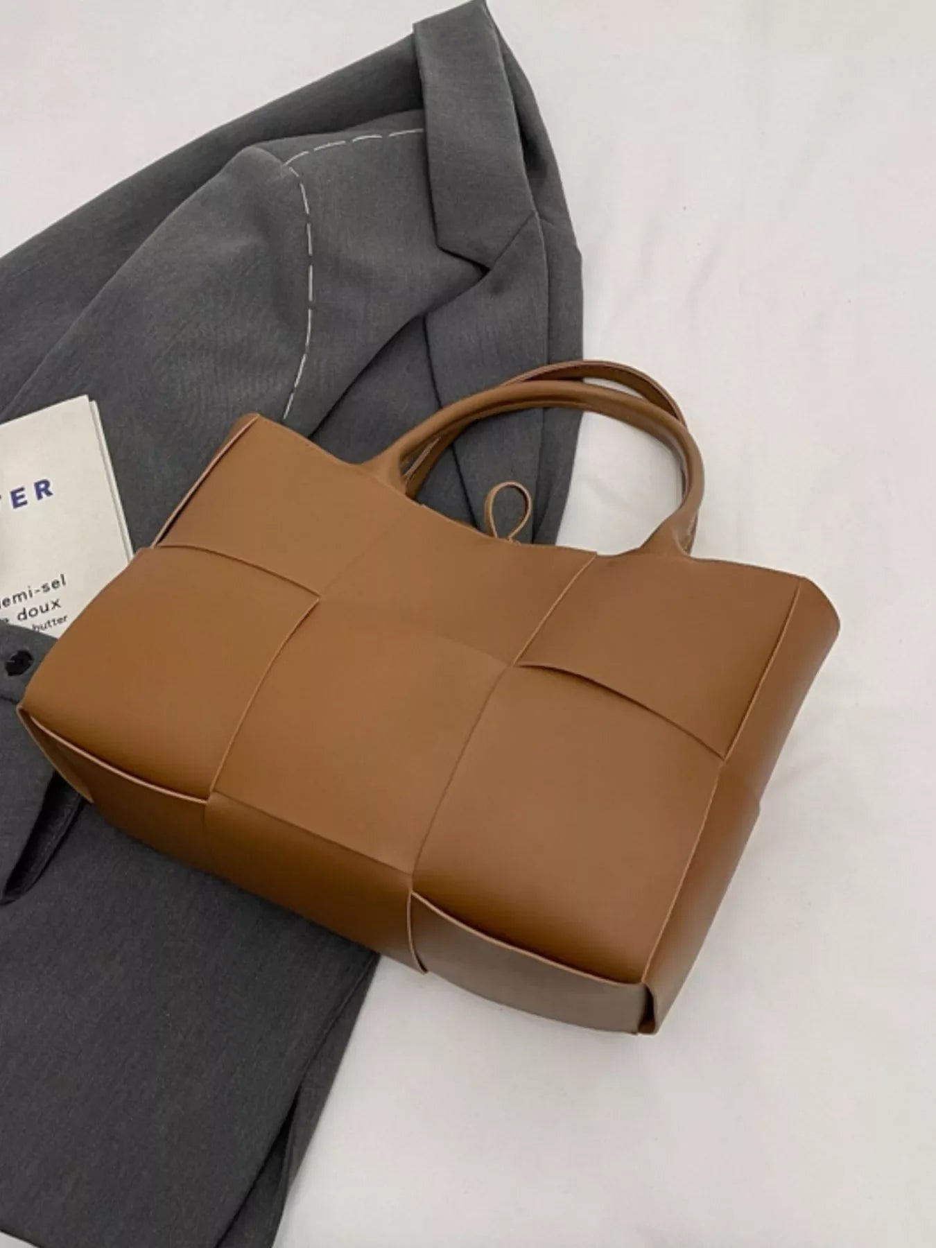Woven Leather Tote Bag