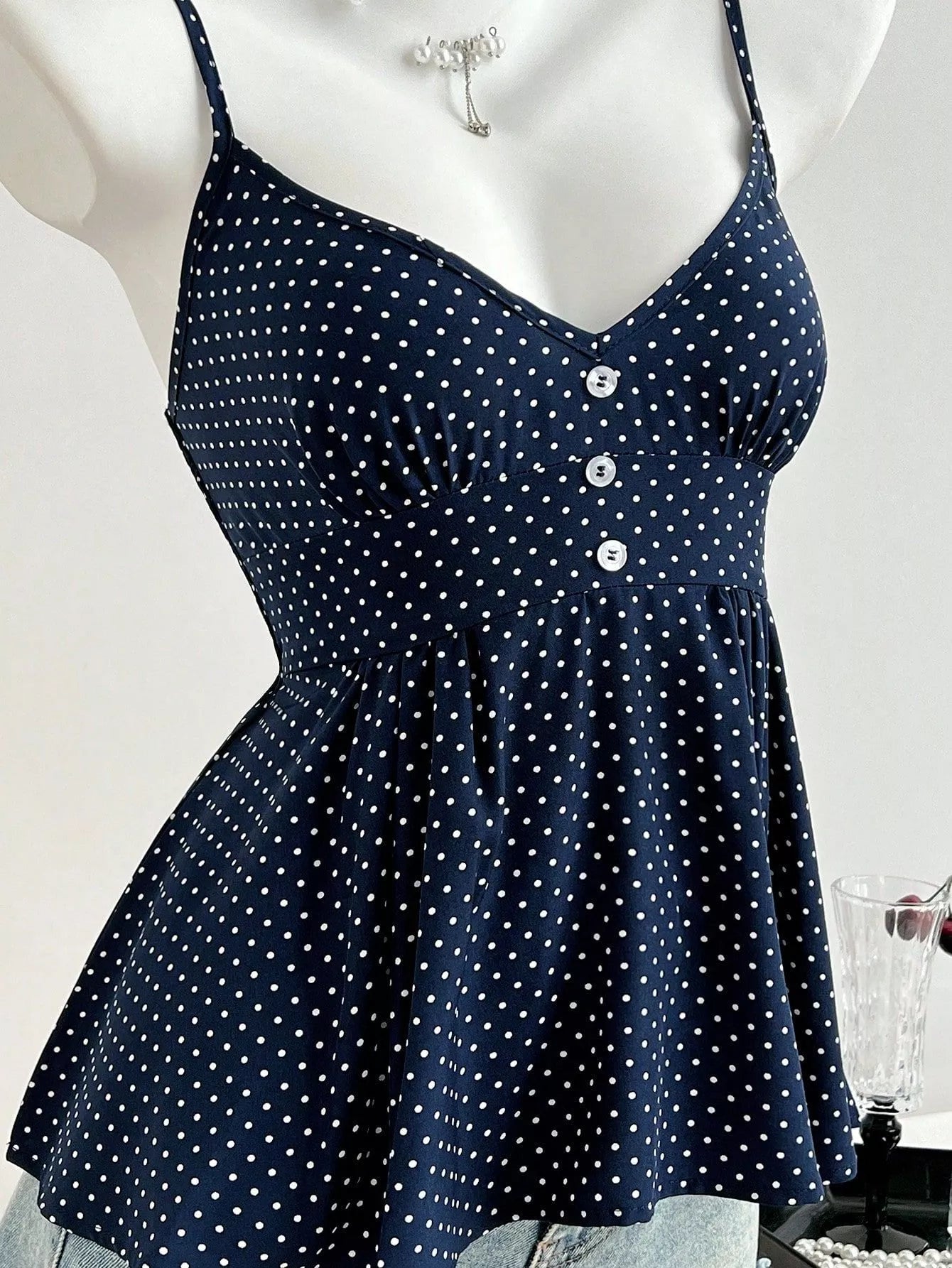 Polka Dot Peplum Cami