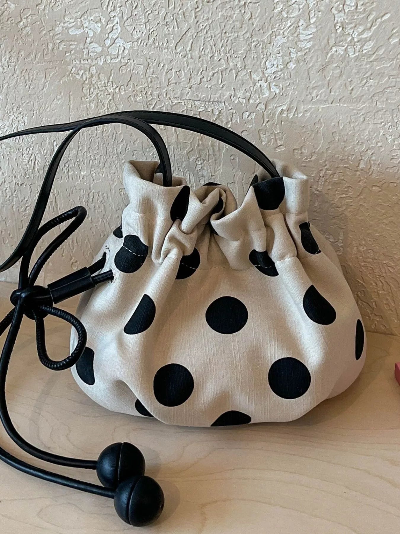 Polka Dot Drawstring Crossbody Bag