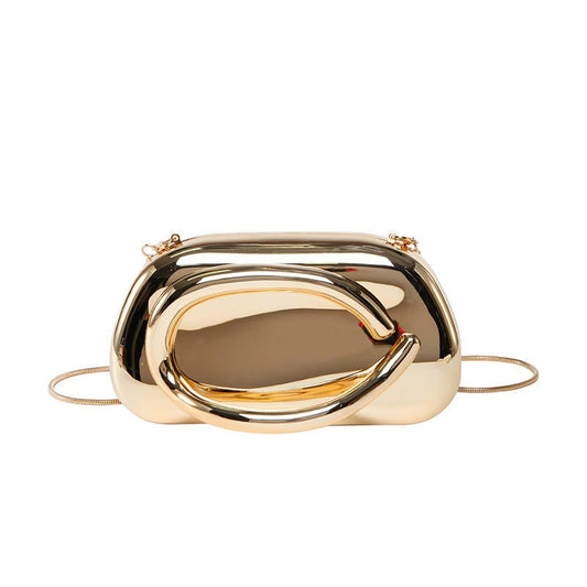 Acrylic Evening Clutch | Metallic Handle Party Bag with Chain Strap(MAC354)