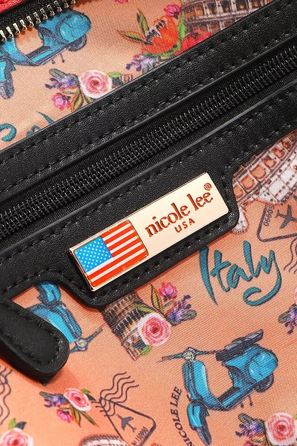 Nicole Lee USA Martha Travels Italy Multi Pocket Shoulder Bag