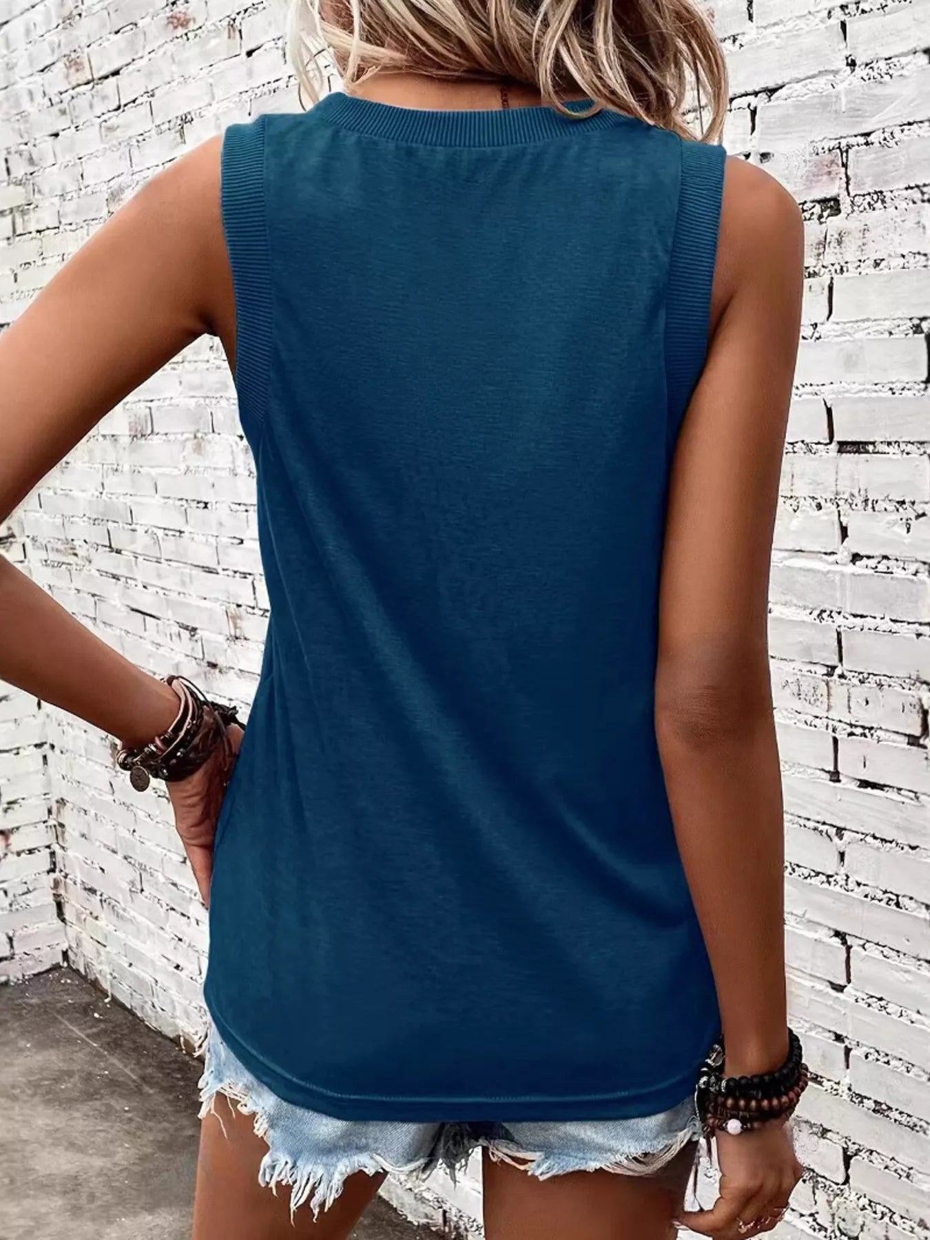 V-Neck Ribbed Trim Tank
