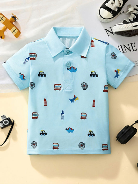Children's Cartoon Short Sleeve Polo Shirt