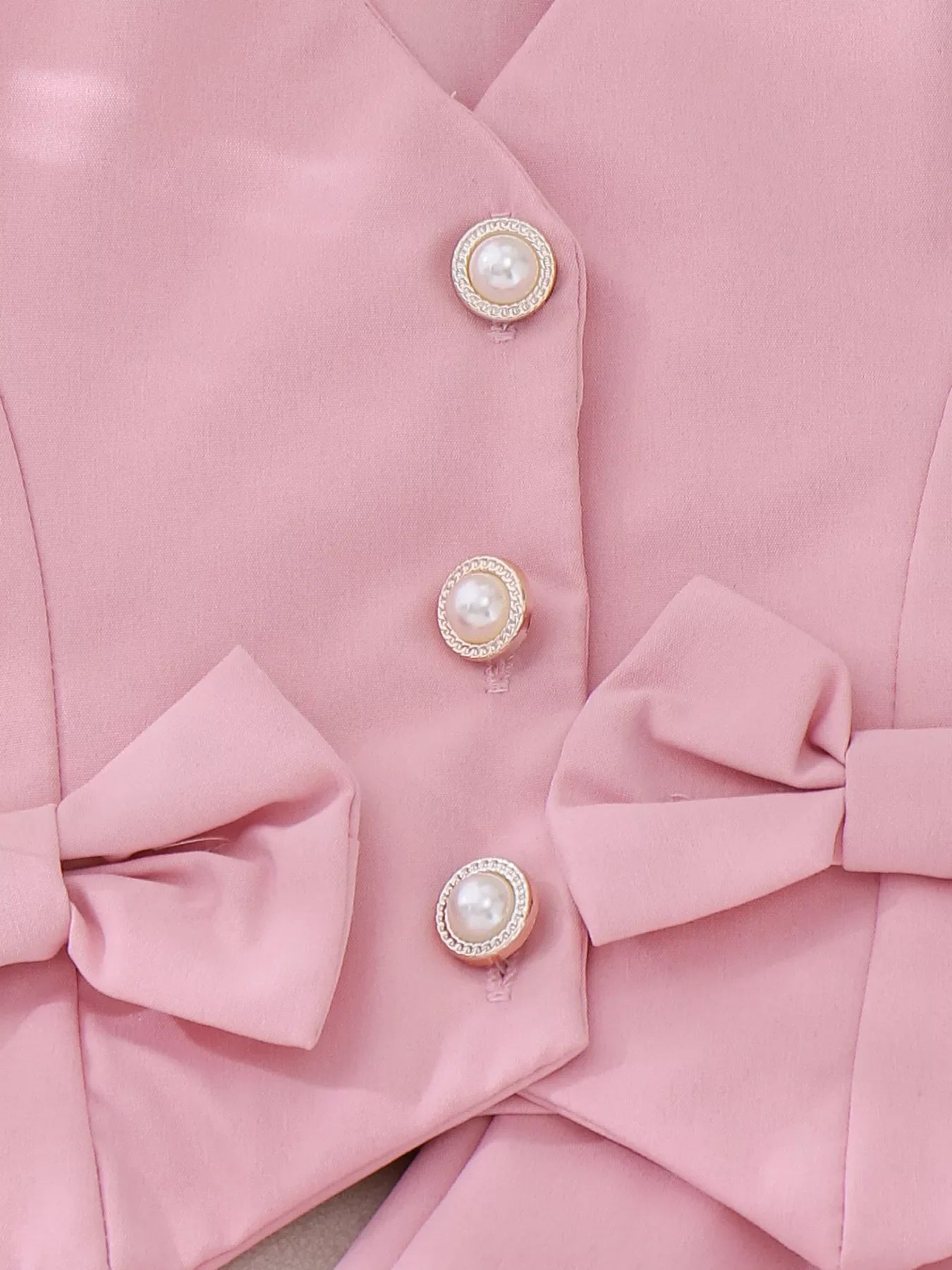Children's Bow Button Up Vest and Skirt Set
