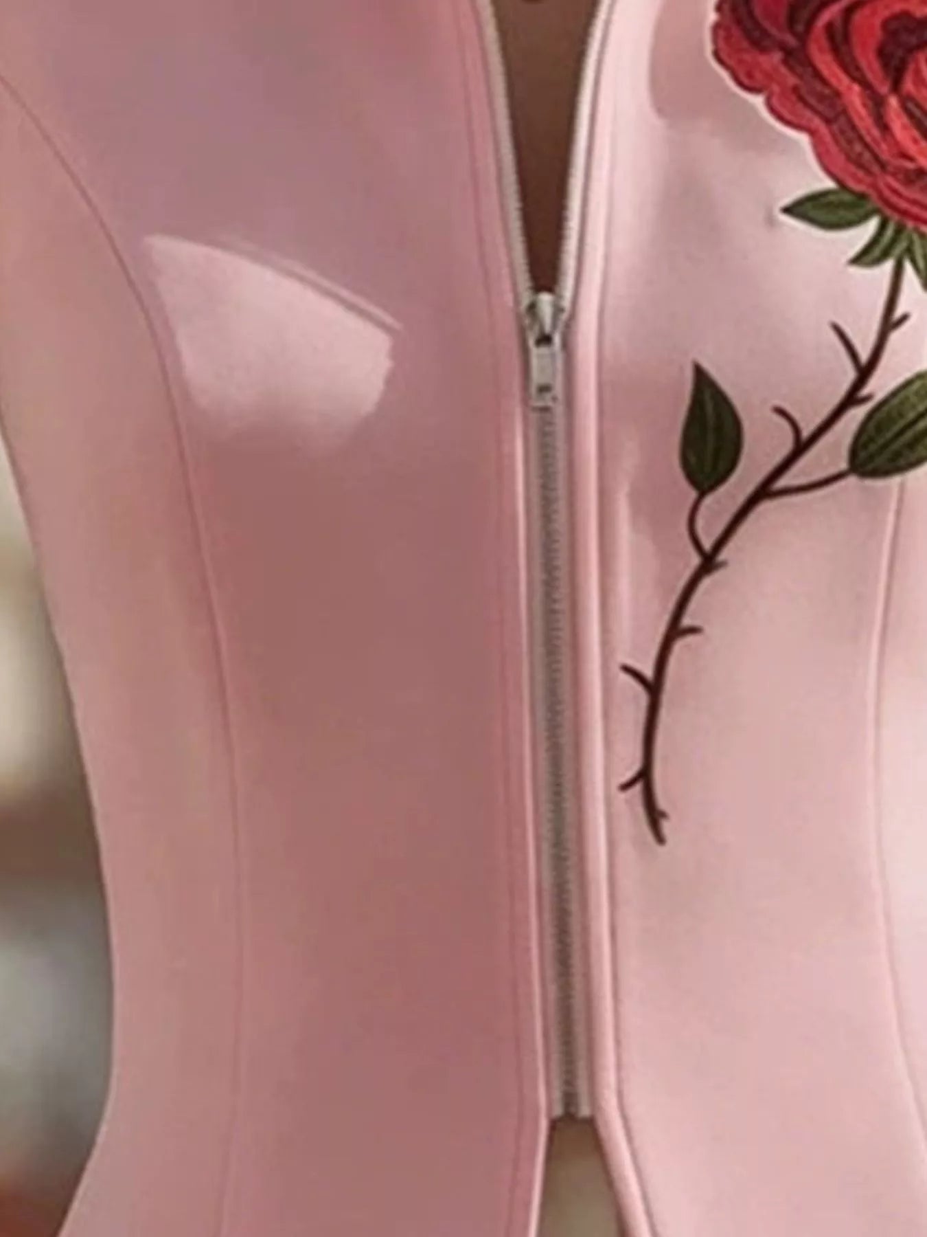 Rose Zip Up Sleeveless Shirt