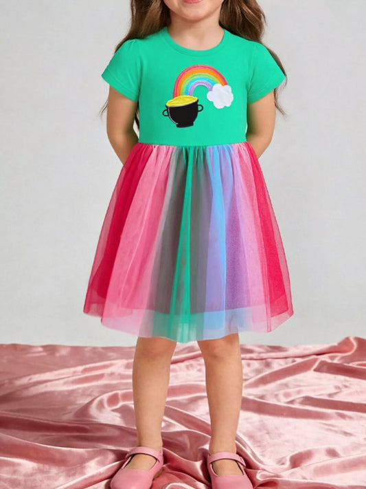 Children's Rainbow Graphic Tulle Dress