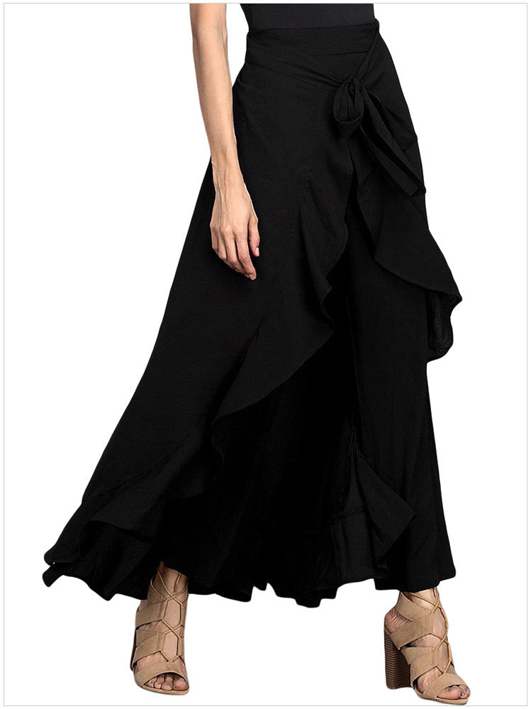 Wide-leg Culottes, Irregular Chiffon Lotus Leaf