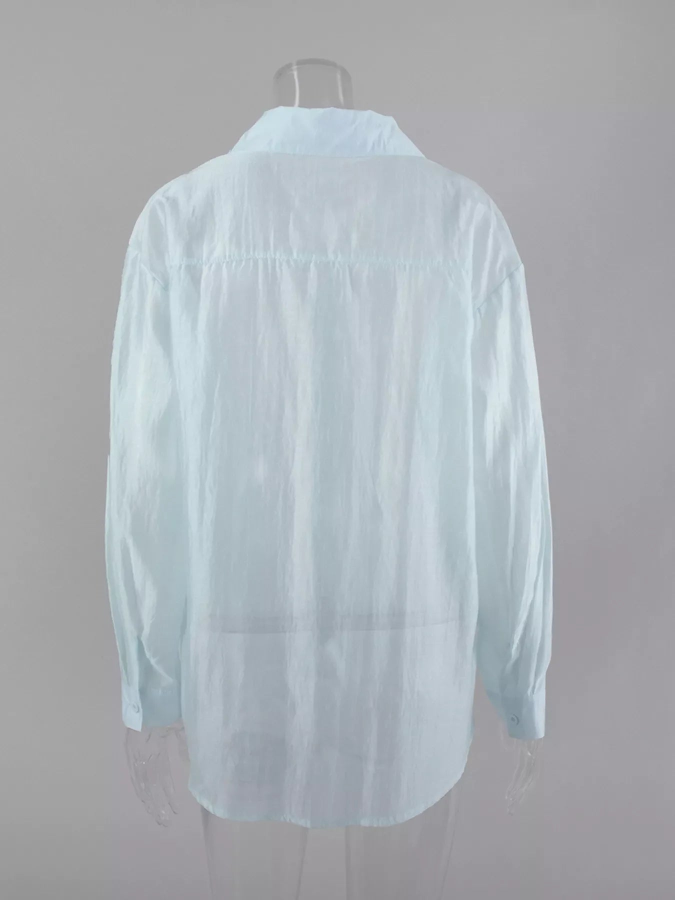 Sheer Oversized Button-Up Shirt