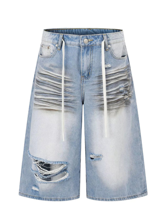 Men's Full Size Distressed Wide-Leg Capri Jeans Plus Size