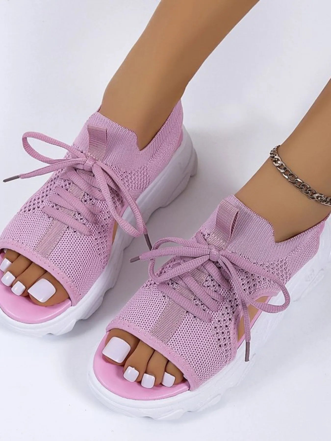 Open Toe Lace Up Sandals