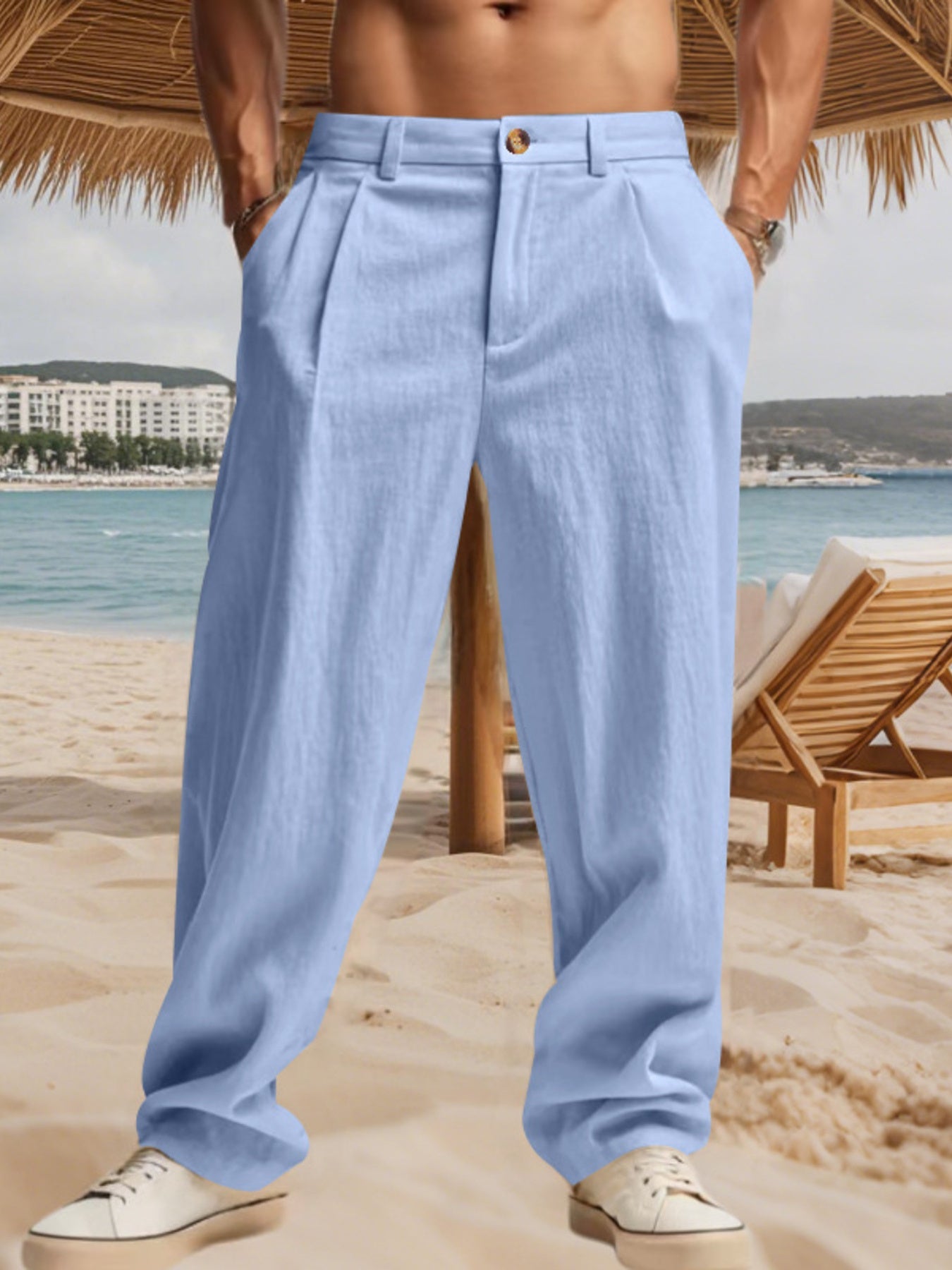 Men's Full Size Relaxed Fit Pleated Pants Plus Size