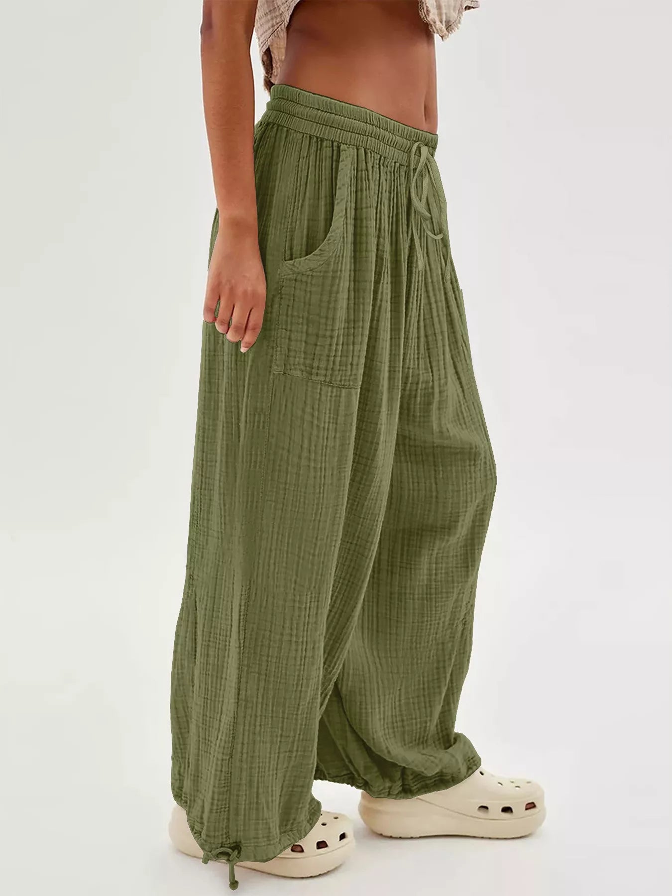 Loose Fit Gauze Drawstring Pants