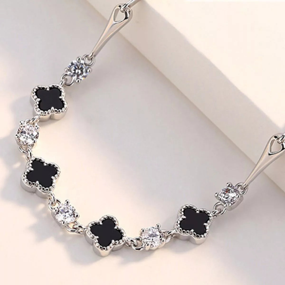 925 Sterling Silver Clover Charm Bracelet