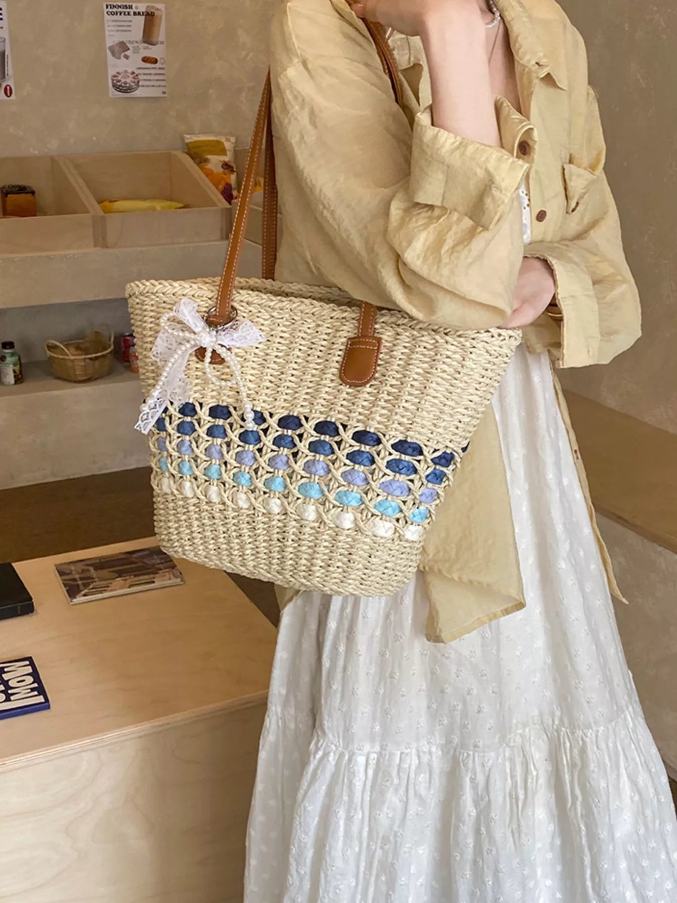 Woven Straw Shoulder Bag