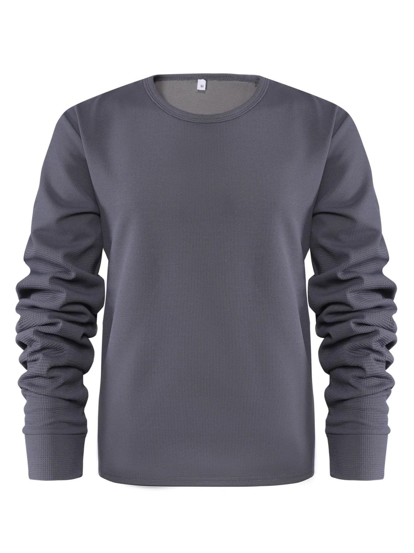 Men's Plus Size Waffle Knit Long Sleeve T-Shirt