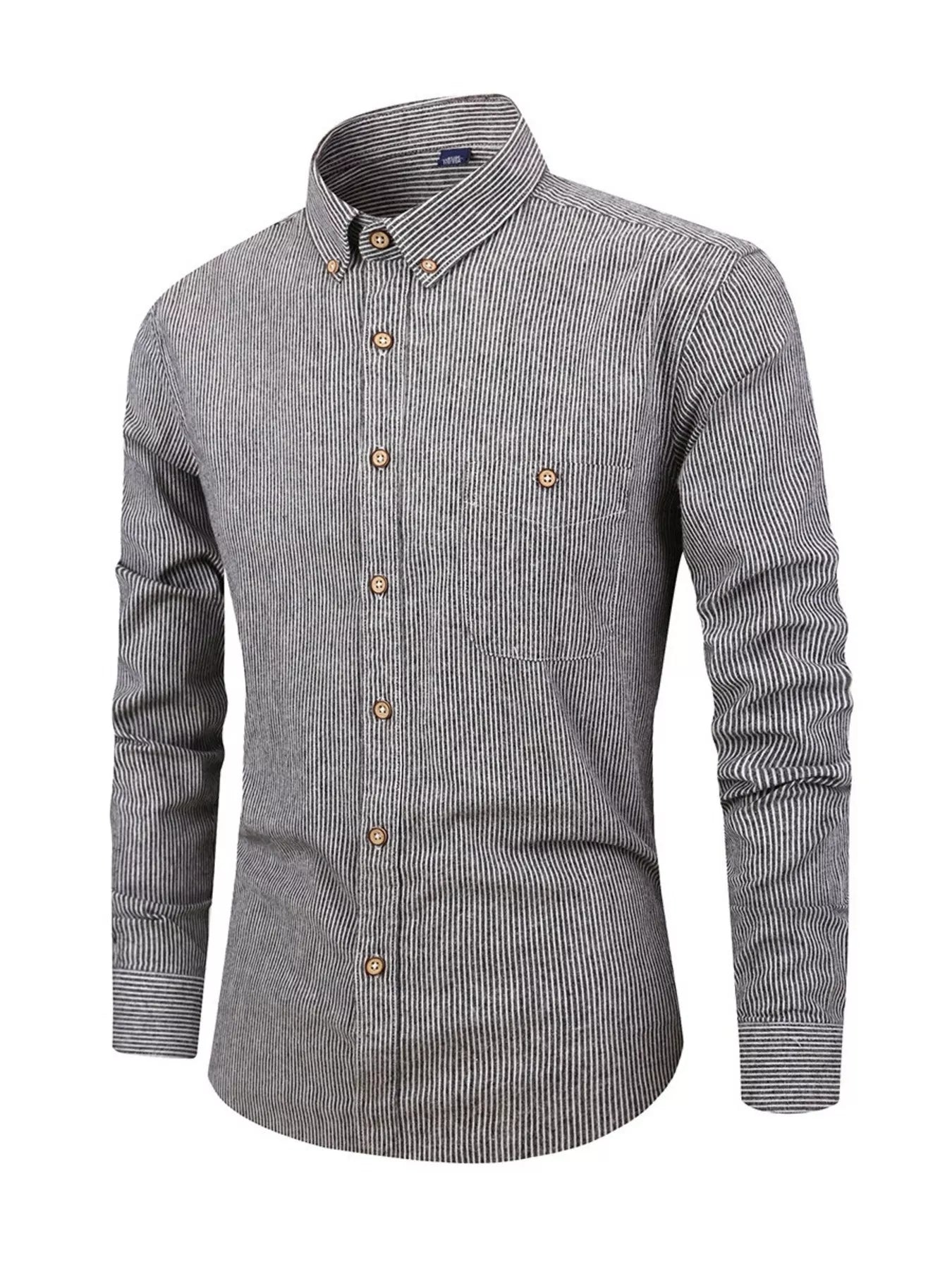 Men's Full Size Striped Casual Button-Down Shirt Plus Size