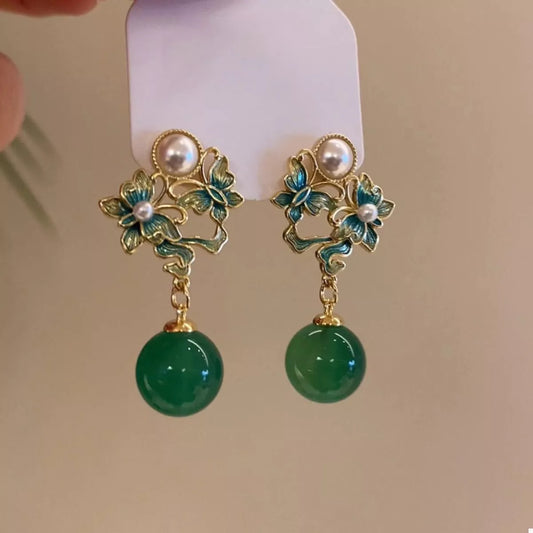 Butterfly Pearl Drop Earrings