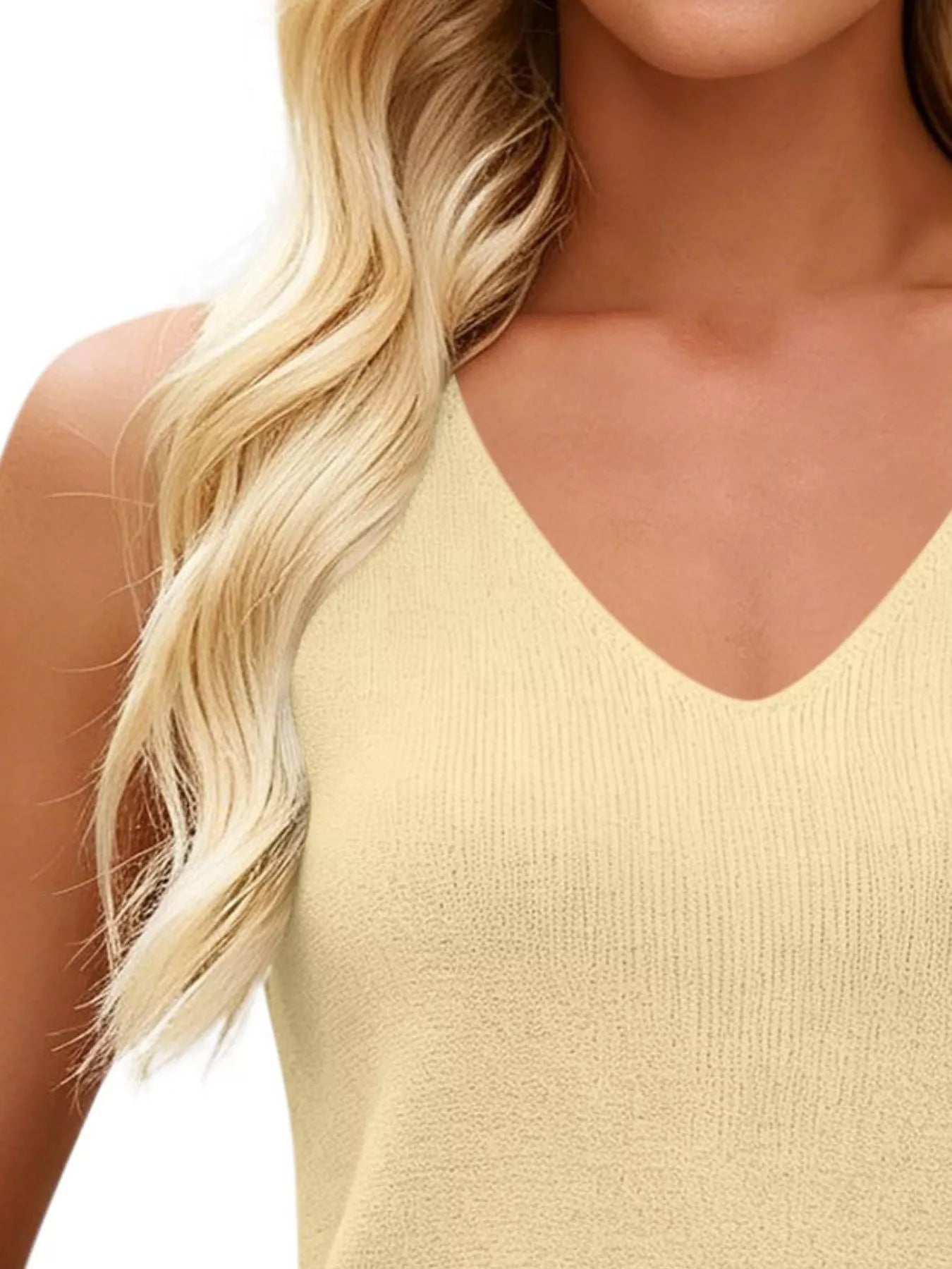 V-Neck Ribbed Knit Tank Top