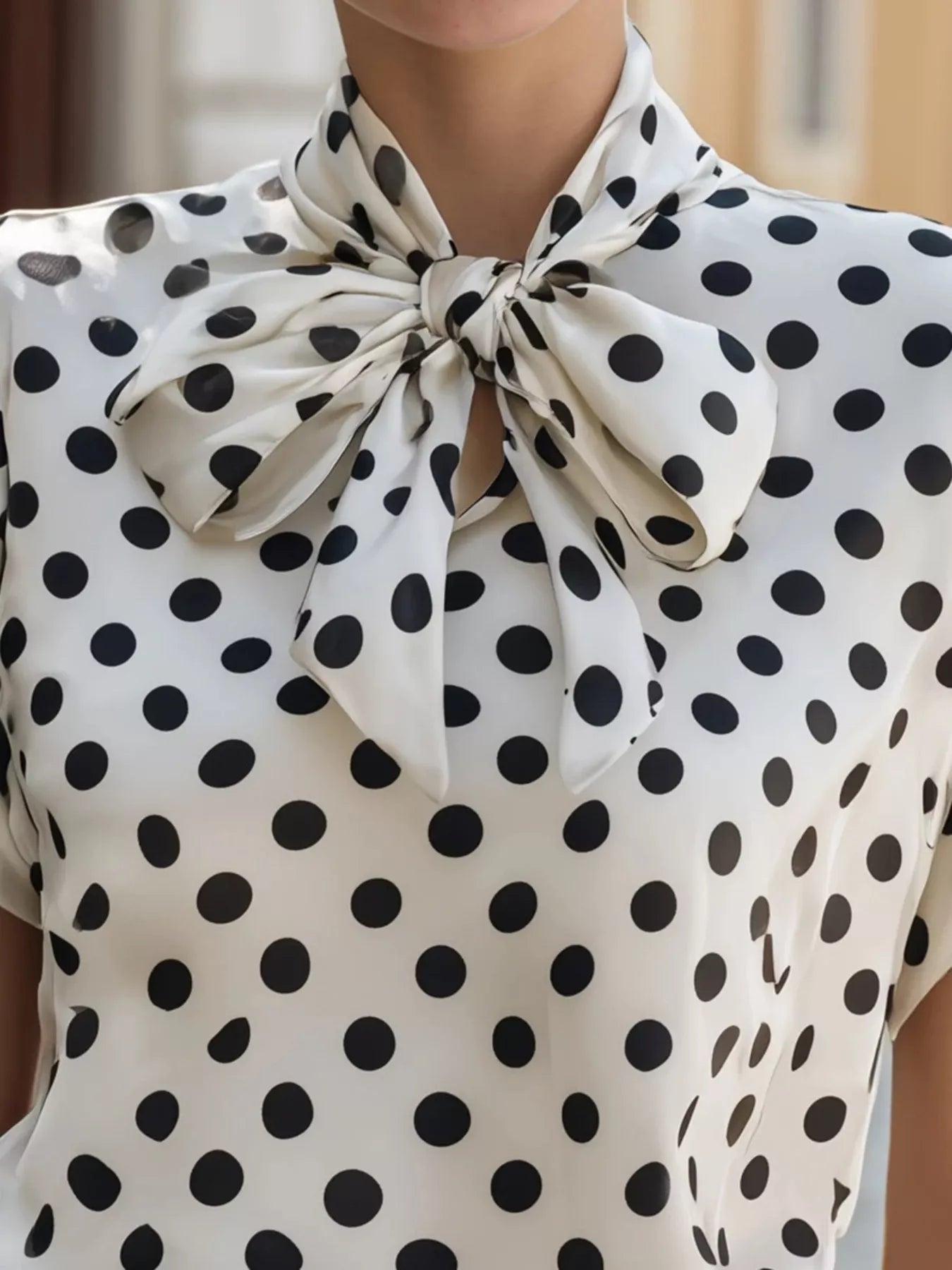 Polka Dot Bow Tie Blouse