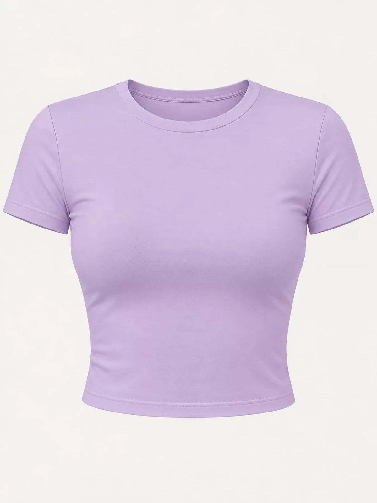Slim Fit Basic Crew Neck Short Sleeve Crop T-Shirt