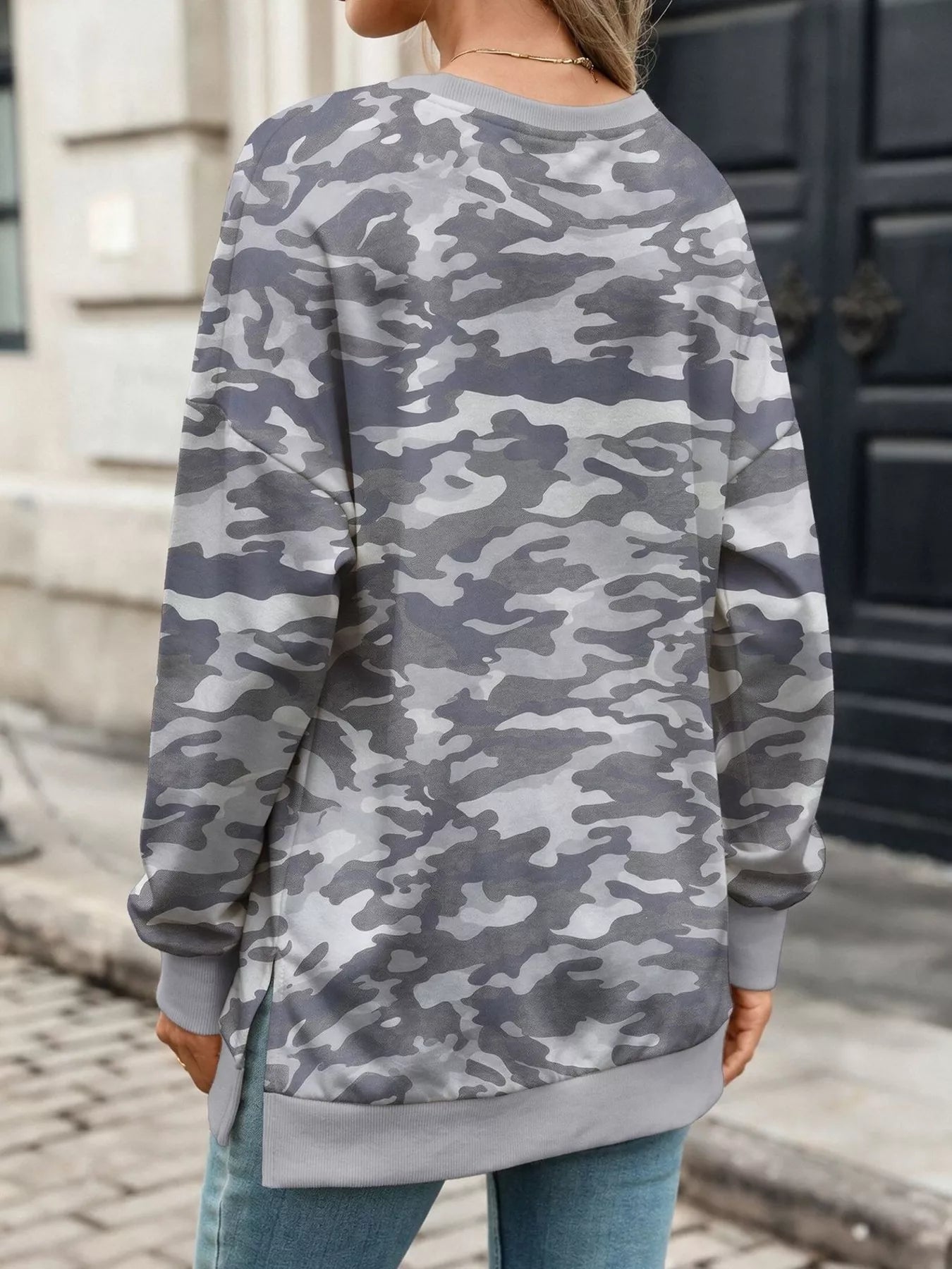 Camouflage Print Crewneck Sweatshirt