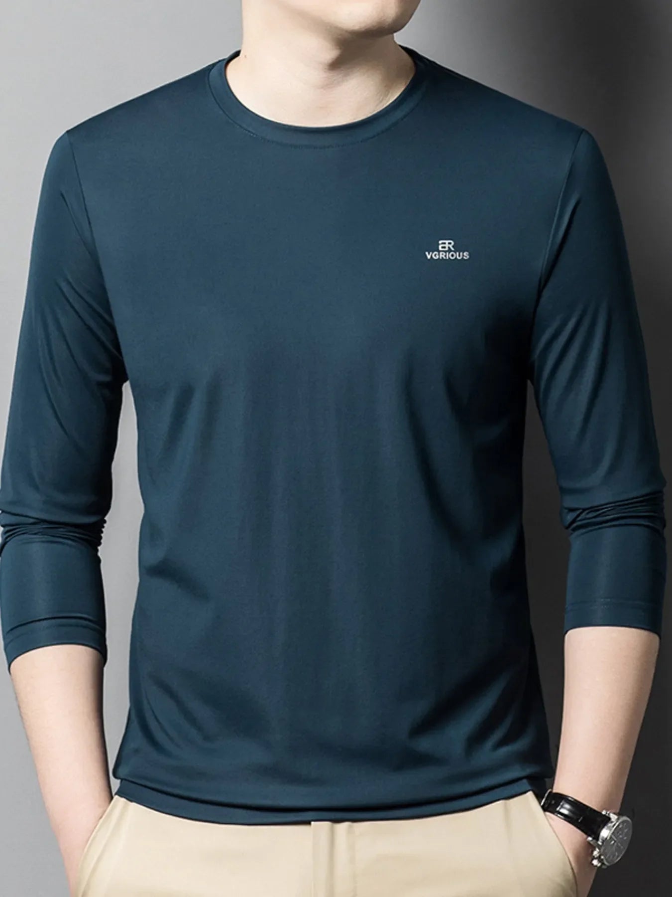 Men's Plus Size Round Neck Long Sleeve T-Shirt