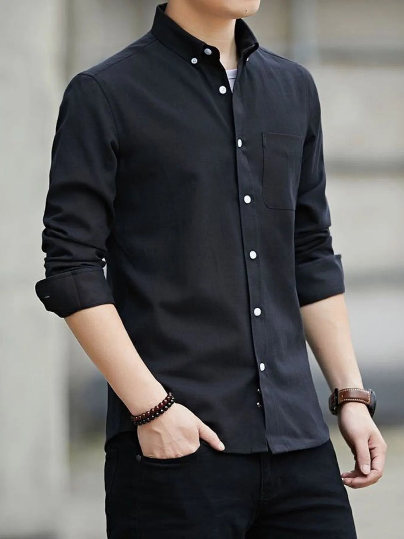 Men's Plus Size Button Up Long Sleeve Shirt
