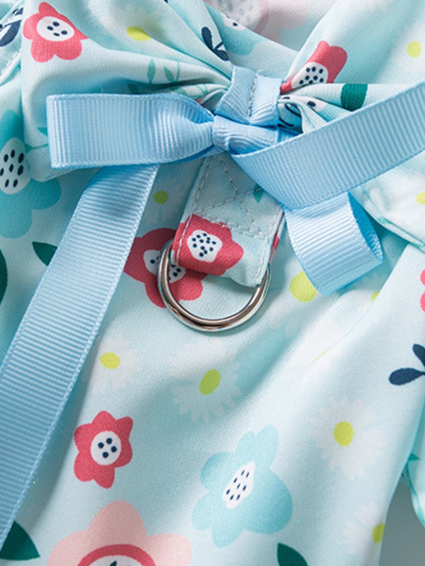 Floral Print Bow Decor Pet Dress