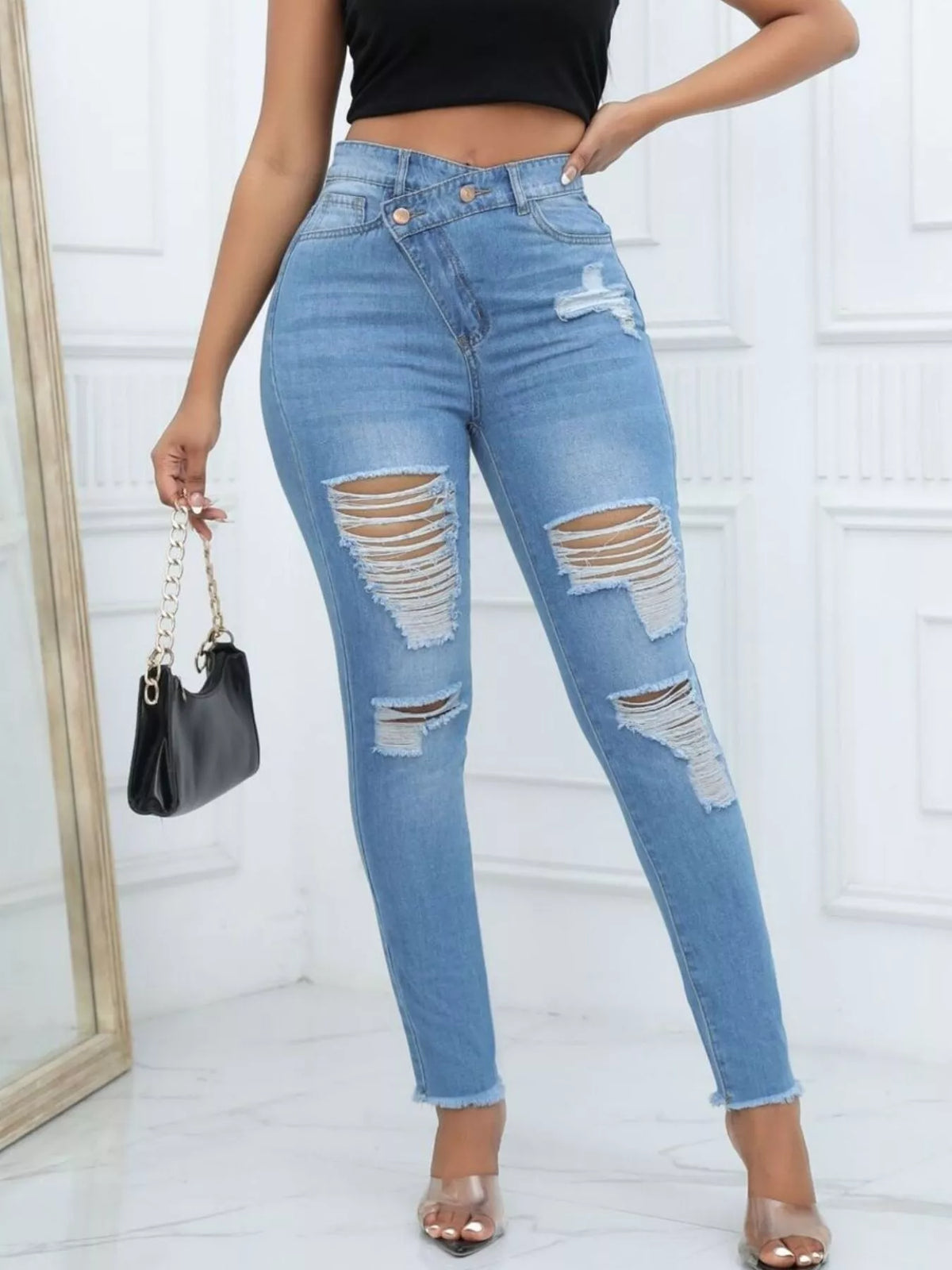 Distressed High-Waisted Jeans