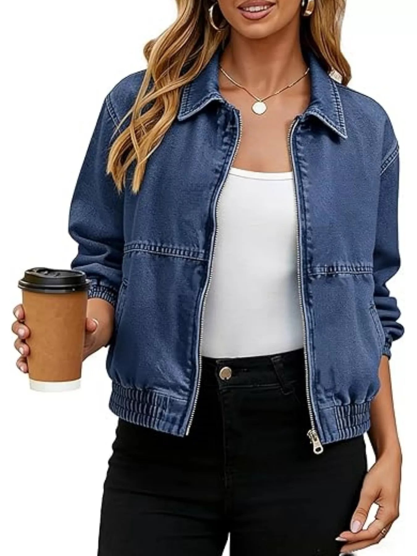 Classic Zip-Up Denim Jacket