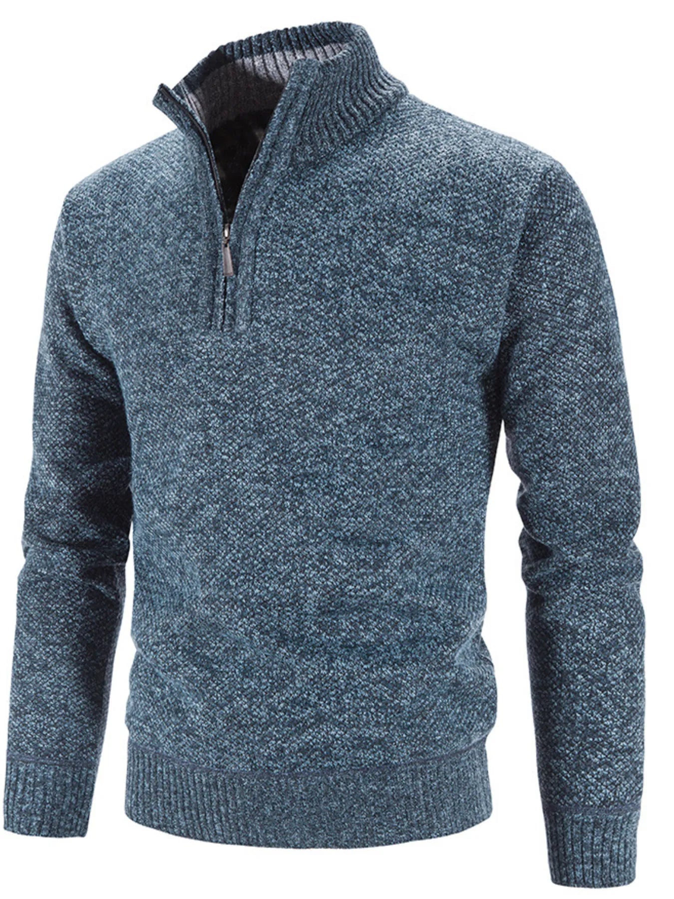 Men's Plus Size Quarter Zip Long Sleeve Sweater