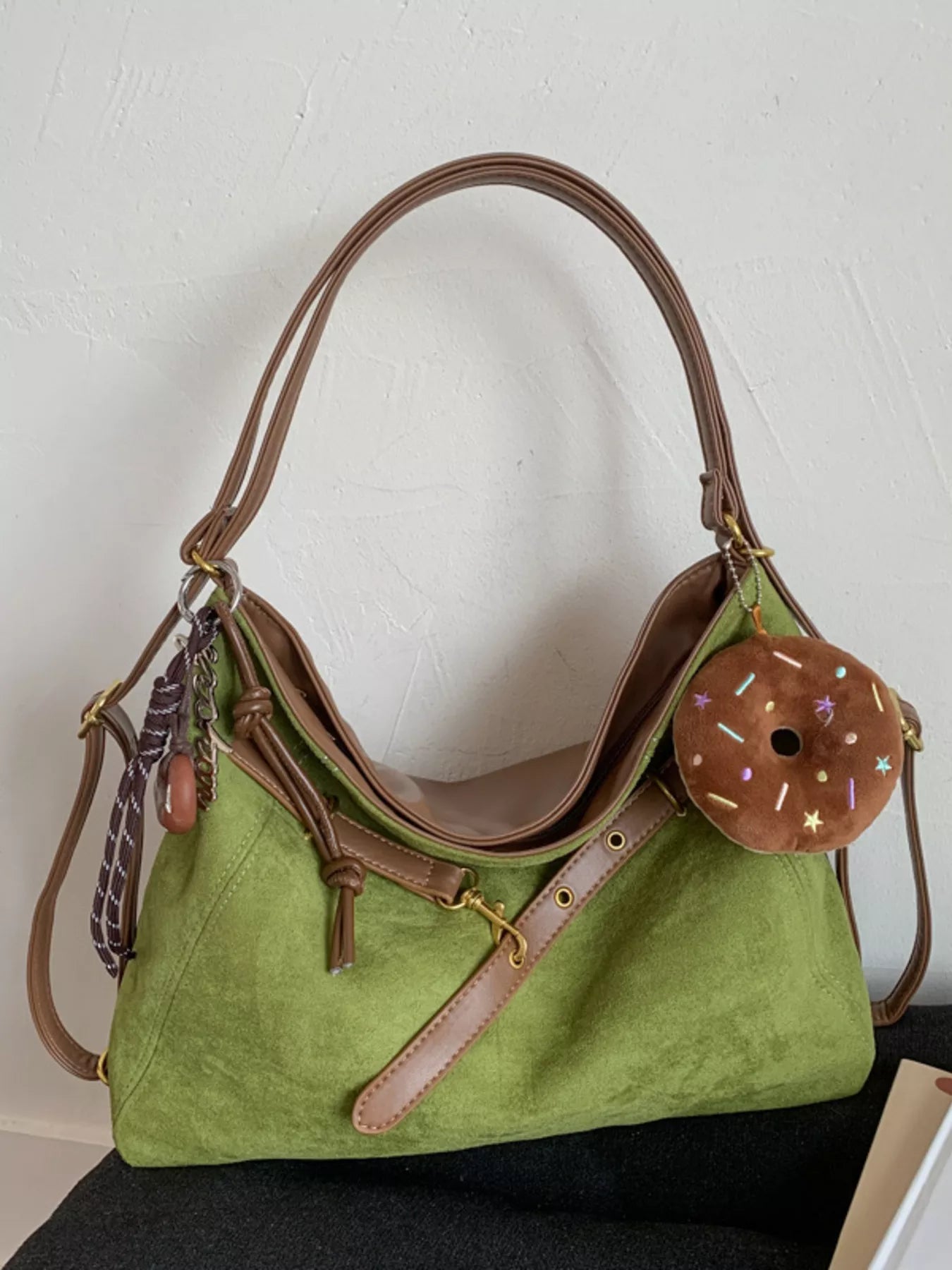 Adjustable Strap Handbag with Charm