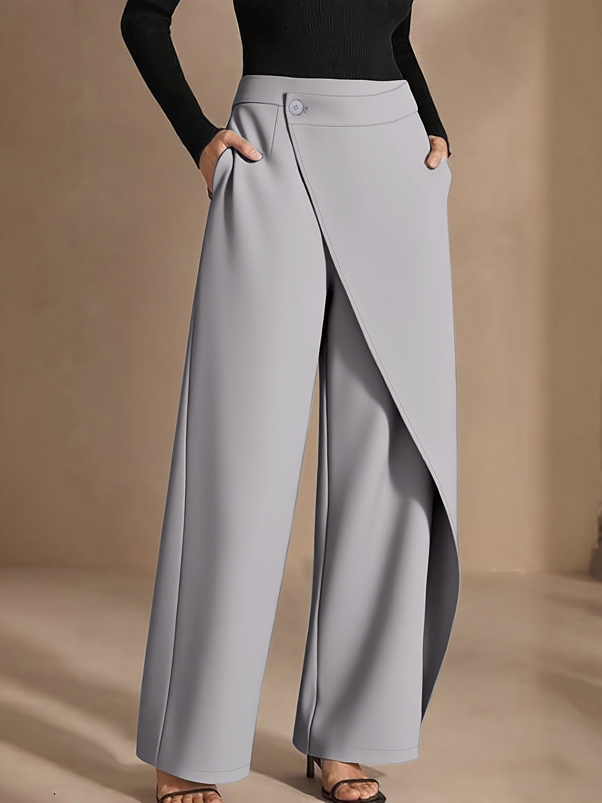 Women's Patchwork Wide-Leg Straight Suit Pants