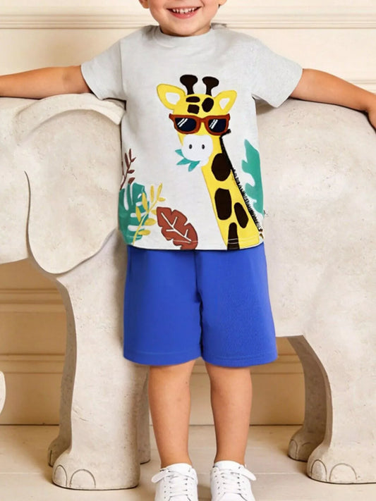 Children's Giraffe Graphic Tee and Shorts Set