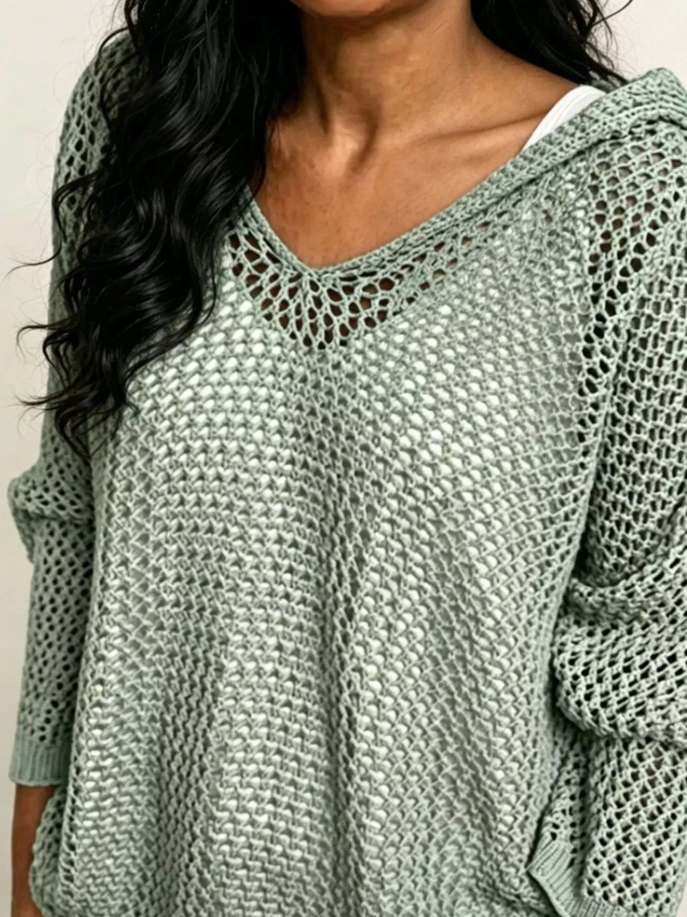 Loose Knit Hooded Cover Up