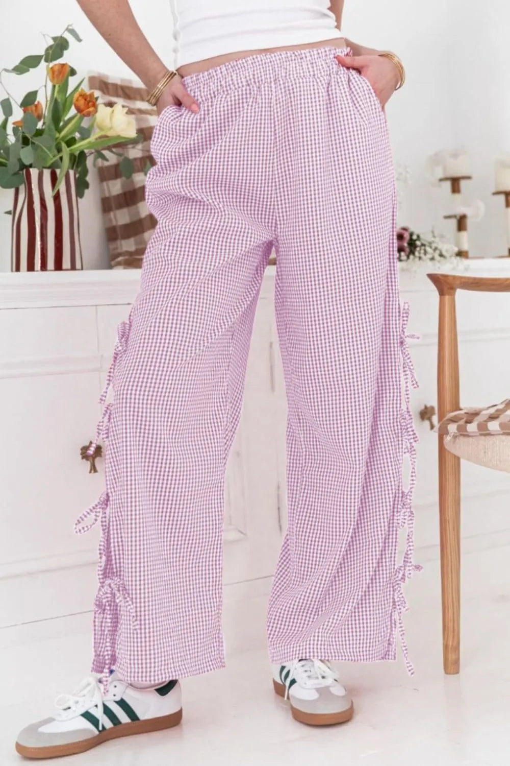 Side Tied Pants with Pockets