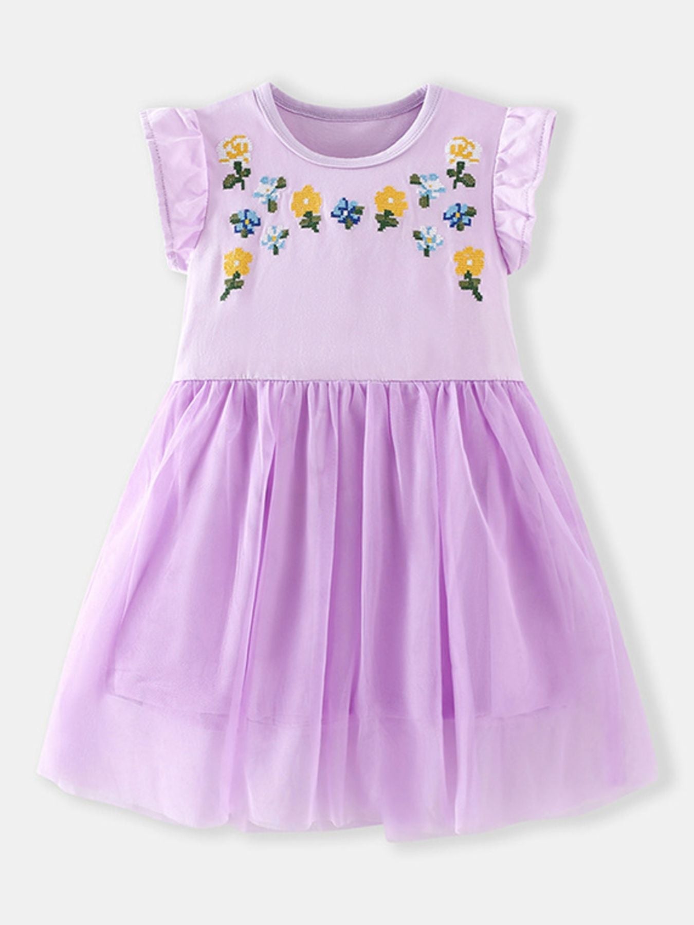 Children's Floral Embroidered Tulle Dress