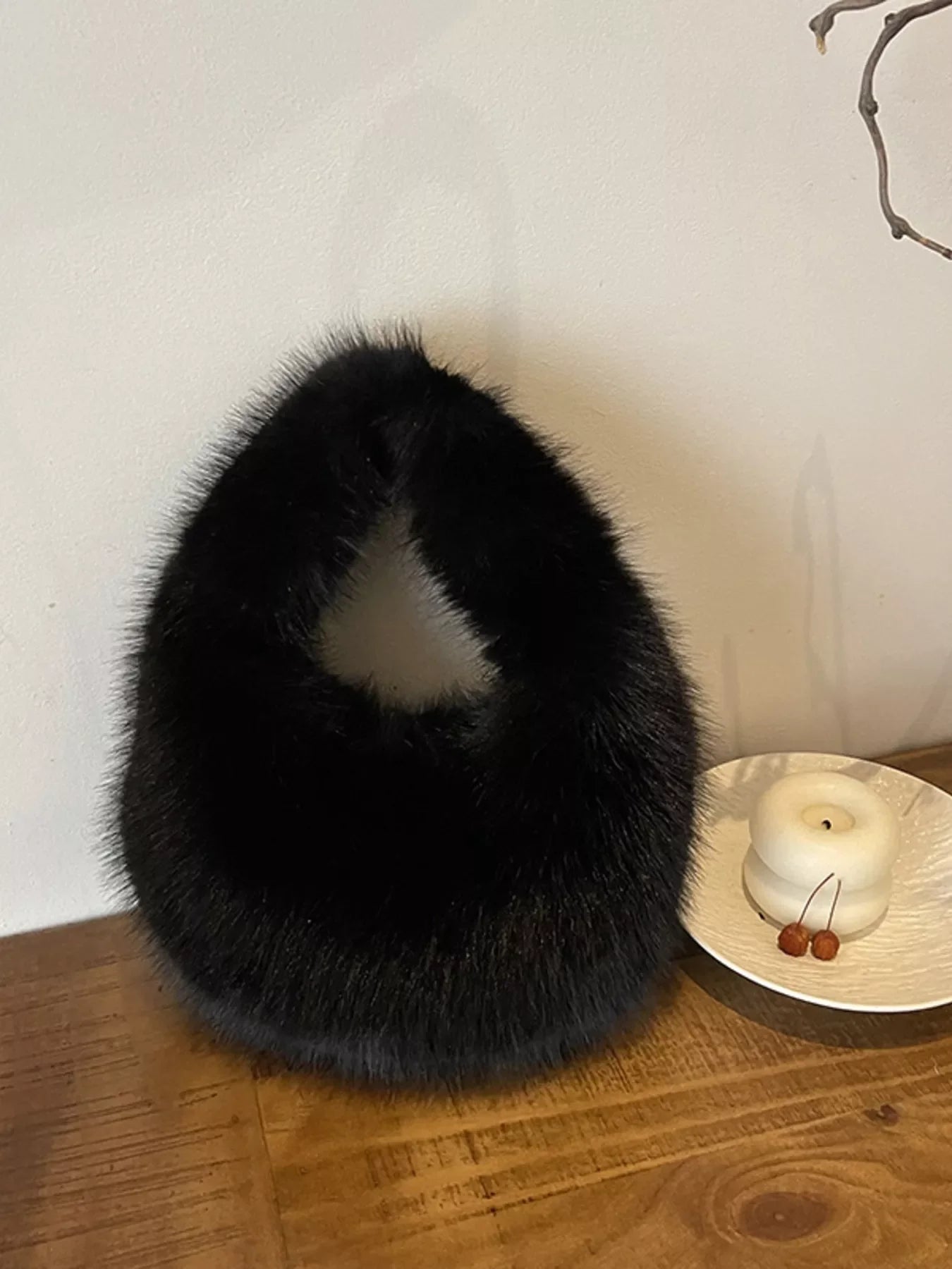 Fluffy Solid Color Handbag