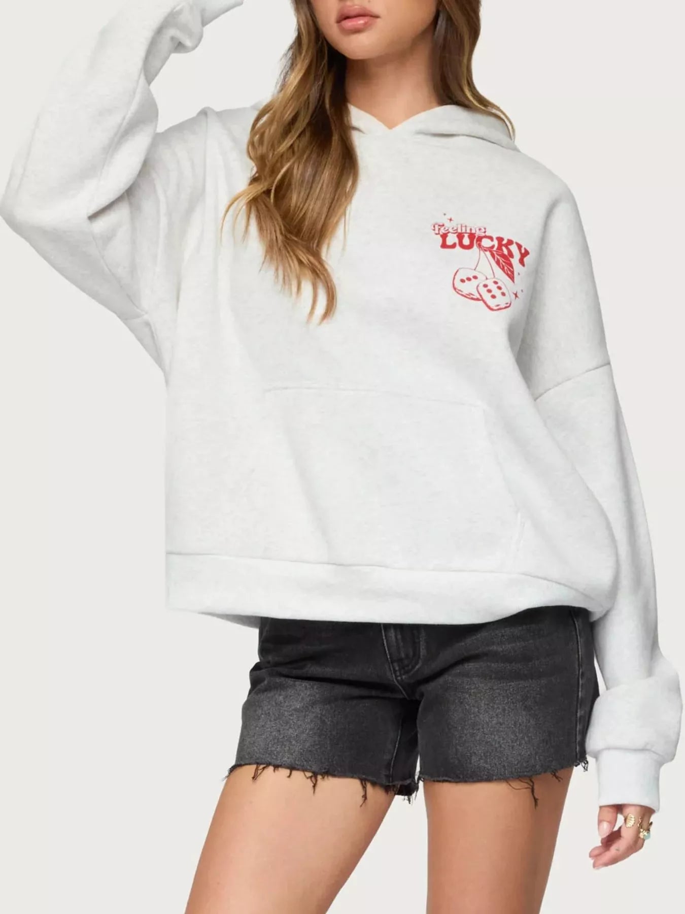 Drop Shoulder Graphic Hoodie with Kangaroo Pocket