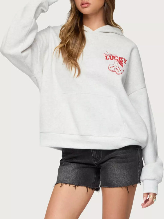 Drop Shoulder Graphic Hoodie with Kangaroo Pocket