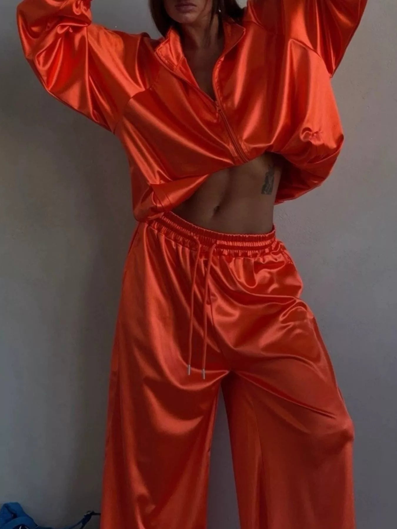 Zip Up Raglan Sleeve Jacket and Pants Set